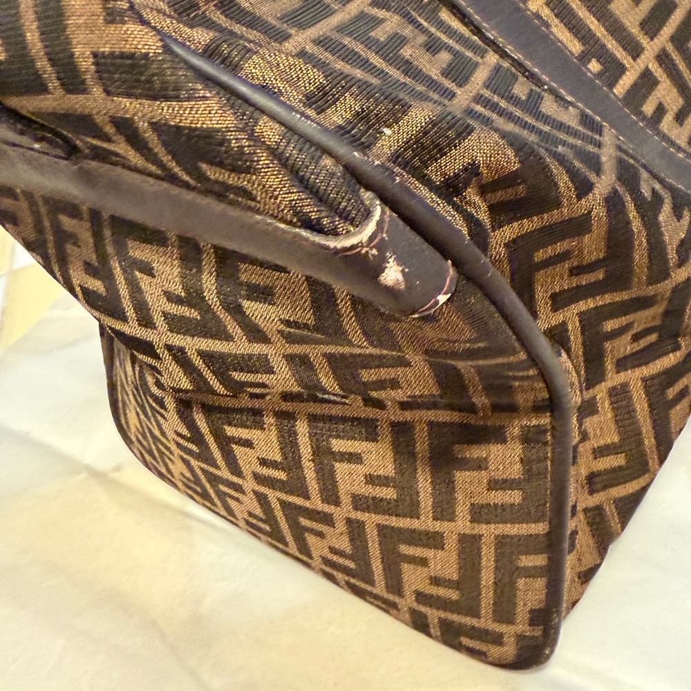 Fendi Brown FF Logo Canvas Duffel Bag - Picture 6 of 16